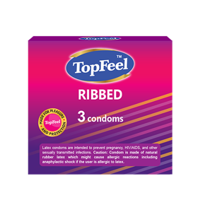 Top Feel Ribbed Rubber Latex Condom (3 Pcs/Box)