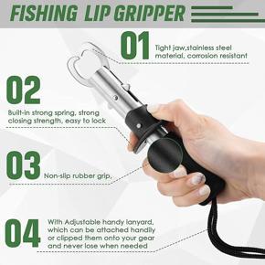 XHHDQES Fish Hook Remover Extractor & Fish Lip Gripper,with Adjustable Lanyard,Extrusion Hook Tool&Fish Clip Spring,Fishing Tool