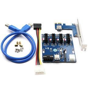 ARELENE PCIE 1 to 4 PCI Express Riser Card 1X Slot Riser Card Mini-ITX to External 4 PCIE Slot Adapter PCIE Port Multiplier Card