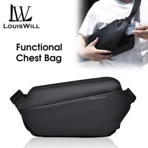 LouisWill Men Bag Functional Chest Bag Crossbody Bag Zipper Bag Sports Bag Waterproof Anti-Thief Sling Bag Casual Day Bag Street Shoulder Bag Messenger Bag Work or Business Bag