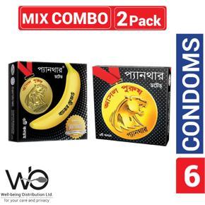 Panther Mix - 1 Pack Dotted Condom & 1 Pack Dotted Banana Condom - 3x2=6pcs