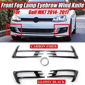 Front Bumper Fog Light Grilles Fog Lamp Eyebrow Cover Trim for Golf 7 MK7 2014 2015 2016 2017