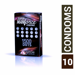 Indian Manforce Litchi Flavor 1500 Dots Super Condoms - 10pcs