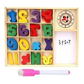 Wooden Computation Study Box with Number Blocks for Basic Math Calculations / Time Recognition Educational Indoor & Outdoor Toy for Children