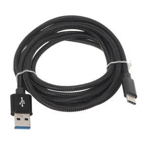 2.1A Nylon Braided Type-C USB Fast Charging Data Cable 6.66ft/2m For Samsung S8 Letv Xiaomi6 mi5 mi6 - Black