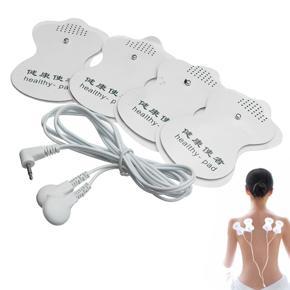 2pairs Replacement Electrode Pads For Tens Massager Units + Lead Cable Wire -