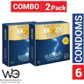 Moods - Gold Electrify Condom - Combo Pack - 2 Packs - 3x2=6pcs
