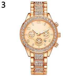 Luxury Women Ladies Stainless Steel Band Analog Rhinestone Date Wrist Watch