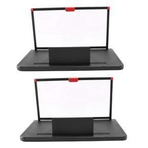 2X Mobile Phone Screen Magnifier 12 Inch 3D HD Video Amplifier Stand Bracket with Movie Game Black Folding Desk Holder