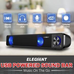 Utility ELEGIANT Wired Dual Speakers Computer TV Sound Bar Super Bass Desktop Subwoofer