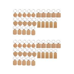 ARELENE 50Pieces Blank Wooden Key Chain DIY Wood Keychain Rings Key Tags Jewelry Findings Craft