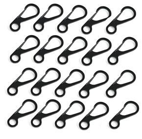 20Pcs Mini SF Backpack Spring Clasps Carabiners Equipment Survival EDC Paracord Snap Hook Keychainl Buckle Clip,Black