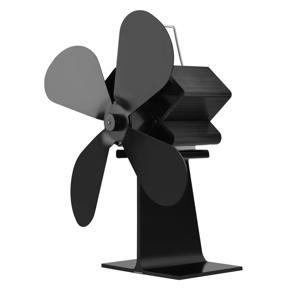 Heat Powered Stove Fan ,4-Blade Auto-Sensing Fireplace Fan for Wood/Log Burner/Fireplace, Efficient Wood Stove Fan,Black