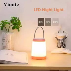 Vimite Touch Portable LED Night Light Dimming Eye Protection Bedroom Table Lamp USB Rechargeable Outdoor Camping Emergency Light for Children Living Room Bedside Breastfeeding Lighting