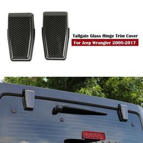 BRADOO Rear Window Hinge Liftgate Glass Hinge Cover Trim for Jeep Wrangler JK 2007-2017 Carbon Fiber