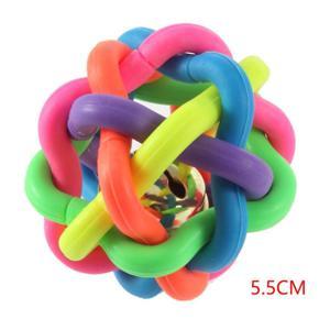 Colorful Pet Doy Chewing Ball Cat Rainbow Color Rubber Bell Sound Ball