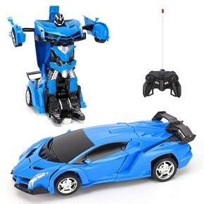 R/C Car Gainer Transform Car Robot, Robot Deformation Car Model Toy for Children, Transforming Robot Remote Control Car with One Button Transformation & 360 Speed Drifting 1:18 Scale