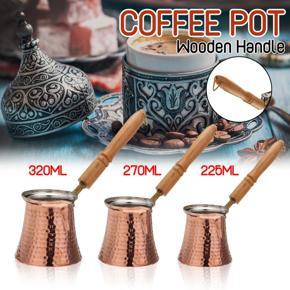 Hand Hammered Copper Turkish Coffee Maker Pot Jazzva Briki Wooden Handle S M L - White