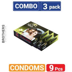 Tiger Dotted Condoms Vanilla Flavour Combo Pack - 3x3= 9pcs