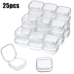 25Pcs Small Boxes Square Transparent Plastic Box Jewelry Storage Case Container