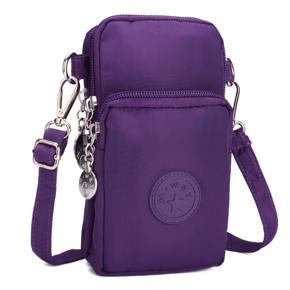MWAY Nylon Wallet Handbag 3 Layers Storage Zipper Cell Phone Purse Phone Pouch with Wrist Strap for iPhone6/7/8 Samsung S5 S6 S7 Under 6 inch - Purple