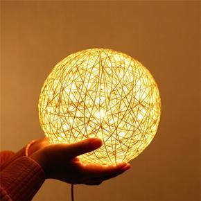 Leno Rattan Ball Lamp LED Night Light Creative Starry Sky USB Table Lamp Bedside Decorative Light