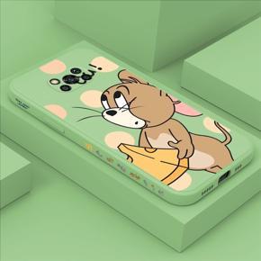 Hontinga for Xiaomi Poco X3 NFC Case Side Design Cute Cartoon Mouse Back Cover Soft Square Edge Pattern Liquid Silicone Trend Phone Cases