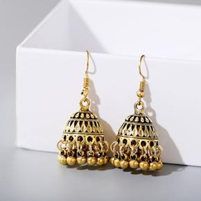 Trendy Vintage Ethnic Boho Bells Carved Tassel Stud Indian Jhumka Earrings for Girls Simple Stylish Jewelry - Retro Wedding Earring for Women Stylish - Earrings for Women Simple New Collection