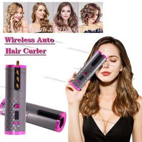 Cordless Hair Curler Automatic Rotating Hair Curler USB Charging LCD Display Temperature Timer Wave Styling Ceramic Curling iron