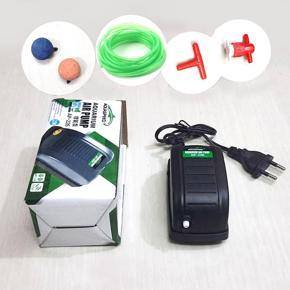 Aquarium Air Pump (Single Output Full Set) - Fish Tank Single Nozzle Oxygen Air Pump with Air Bubbling Stone Accessories (10 Feet Pipe, Air Bubble Stones, T Connector, Air flow Controller)