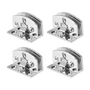 4Pcs Glass Door Hinge Cupboard Showcase Cabinet Door Hinge Glass Clamp,for 5-7mm Glass Thickness