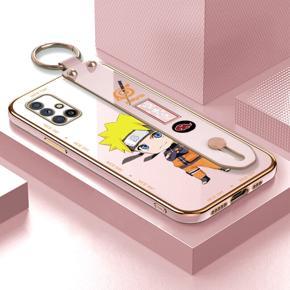 Hontinga for Samsung Galaxy M51 Back Cover With Wristband Luxury 6D Plating Anime Naruto Uzumaki Case Soft Silicone Square Phone Cases