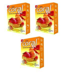 Coral - 3 Fruits Flavors Lubricated Natural Latex Condom - Single Pack - 3x5=15pcs