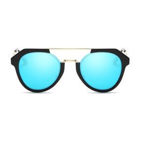 Half Frame Irregular Frame Sunglasses For Men And Women Metal UV Protective black frame&blue glasses