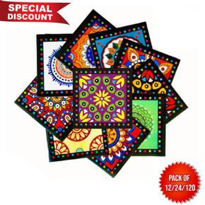Colourful Tile Stickers Pack of 12-24-36 - 48 - 60 - 108 -120 pieces for Home Decor - Walls Self Adhesive Designs ( 4.8 inch x 4.8 inch ) Dream Carts
