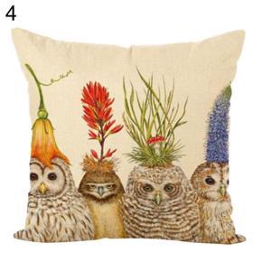 Linen Rabbit Duck Bird Owl Pillow Case Cushion Cover Sofa Bed Car Office Decor