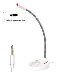 New Metal Hose Desktop Microphone White 3.5Mm Audio Interface for Computers PC Built-In Sound Card Chip