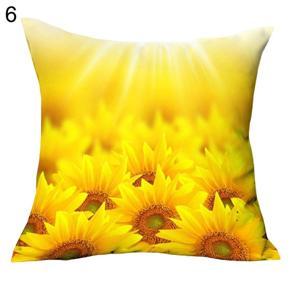 Fashion 3D Sunflower Pattern Cotton Linen Throw Pillow Car Sofa Cushion Cover