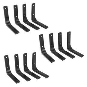 12 PCS Iron Wall Shelf Bracket, 4 x 4 Inch Heavy Duty Shelf Support Bracket Decorative Joint Angle Bracket, Black