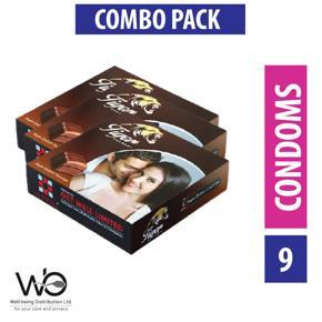 Tiger - Dotted Condoms Chocolate Flavour - Combo Pack - 3 Packs - 3x3=9pcs