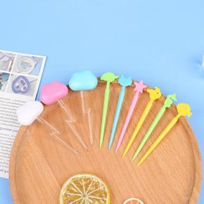 6/20pcs Fruit Fork Mini Cartoon Children Snack Cake Dessert Food Fruit Toothpick Creek