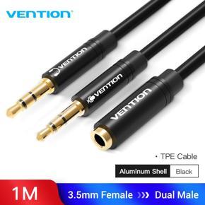 Vention Audio Extension Cable Headphone Splitter for Computer 3.5mm Female to 2 Male 3.5mm Mic Y Splitter Headset to PC Adapter