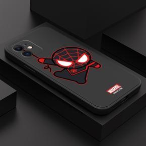 Hontinga for iPhone 12 Back Cover Cartoon Spiderman Design Soft Phone Case Square Edge Liquid Silicone Cases