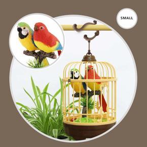 Electric voice-activated induction 2 birds toy Chirping Bird Toy in Cage - Realistic Sound Movement Sounds children's toys