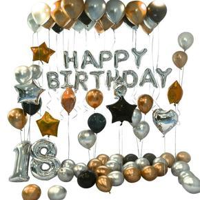 Individual 90Pcs Happy 18 Birthday Foil Number Balloons Metallic Globos 18Th Anniversary Birthday Party Decor Supplies Black&Gold