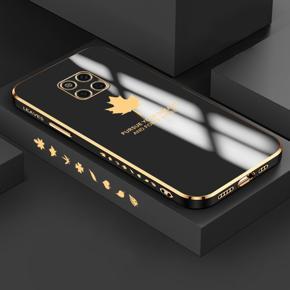 Hontinga for Huawei Mate 20 Pro Luxury 6D Plating Soft Casing Silicone Square Frame Phone Case Shiny Bling Back Cover Maple Leaf Side Pattern Case