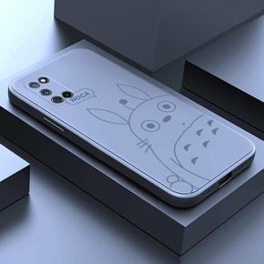 Hontinga for OPPO A92 A52  Case Cartoon Cute Totoro Pattern Back Cover Soft Square Edge Liquid Silicone Phone Cases