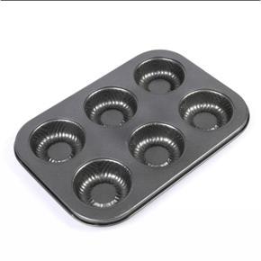 6 Cups Carbon steel Mini Muffin Bun Pan non-stick Cupcake Baking Bakeware Mould Tray Cake mold (black)
