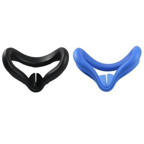 2 Pcs Soft Silicone Eye Cover Eye Pad Oculus Quest 2 Glasses Washable and Nonslip VR Headset Accessory, Black & Blue