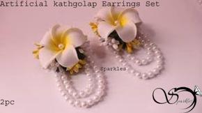 Artificial Flower Kathgolap Earrings Set -2pc